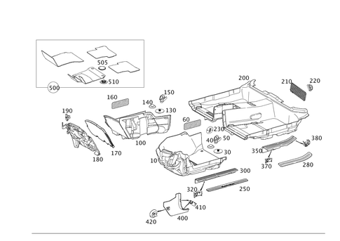 Front Wall Pillar Trim, Lining on Floor and Footrest for 2014 Mercedes-Benz C350 #0