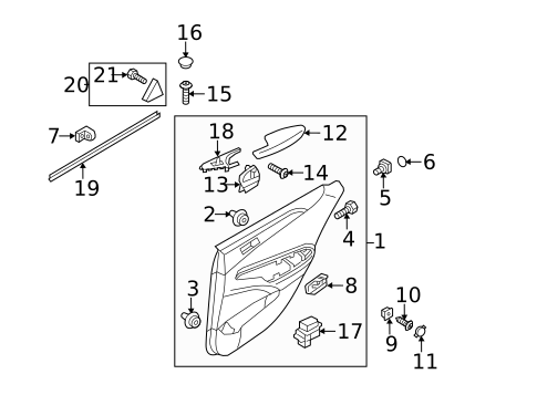 Interior Trim - Front Door for 2011 Hyundai Sonata #3
