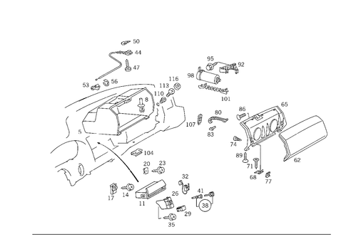 Glove Compartment and Spectacle Shelf in Instrument Panel for 1992 Mercedes-Benz 500SL #0