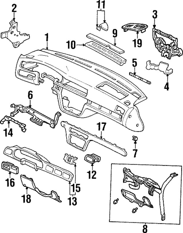 77130SW5A00 - Body: Instrument Panel Center Support for Acura Image