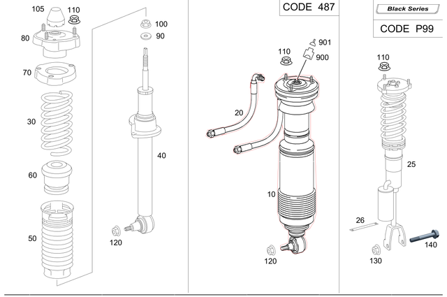 2303208513 - Springs, Suspension and Hydraulics: Suspension Strut for Mercedes-Benz: SL550, SL600 Image image