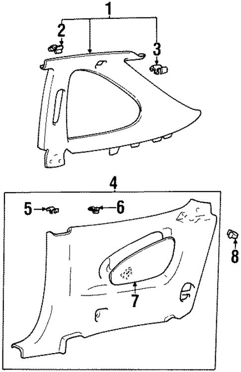 Interior Trim - Quarter Panels for 2000 Hyundai Tiburon #0