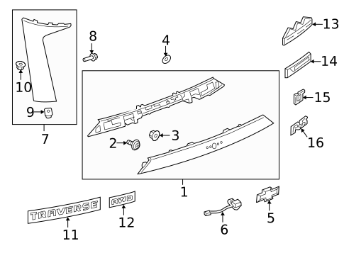 Exterior Trim - Lift Gate for 2024 Chevrolet Traverse Limited #0