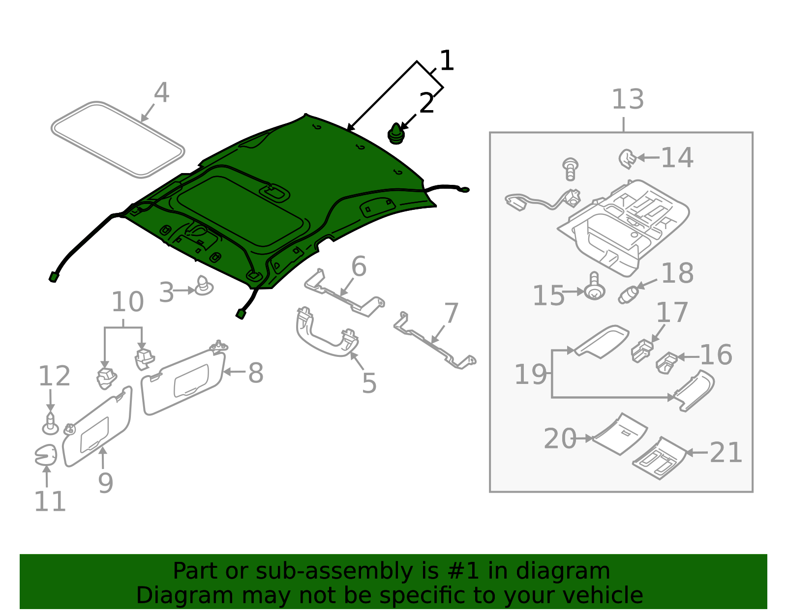 2010-2014 Subaru Legacy Headliner 94425AJ00CME | Subaru Parts Store