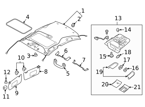 Interior Trim - Roof for 2012 Subaru Legacy #0