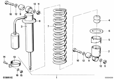 Spring Strut, Mounted Parts for 1986 BMW-Motorrad R 80 G/S #0