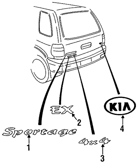Exterior Trim - Lift Gate for 1996 Kia Sportage #0