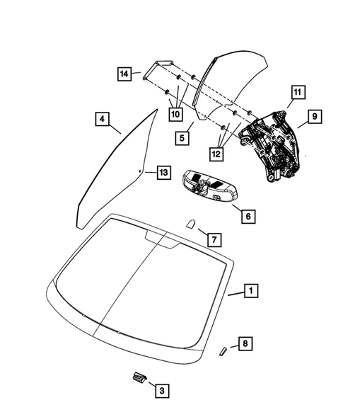 Glass and Interior Rear View Mirror for 2008 Dodge Avenger #1