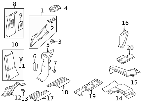 Interior Trim - Pillars for 2003 Land Rover Range Rover #0