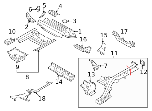 Rear Floor & Rails for 2020 Porsche Macan #1