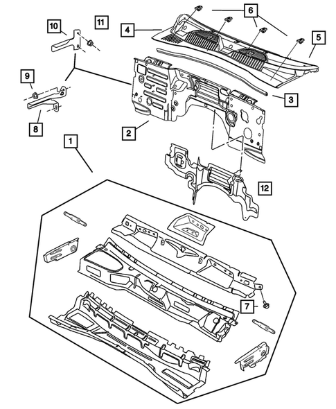 Cowl and Dash Panel for 2006 Jeep Liberty #0
