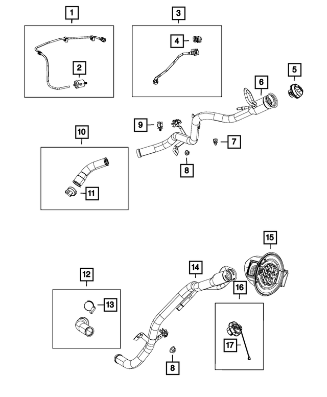 68091427AA - Fuel: Fuel Filler Hose for Mopar Image