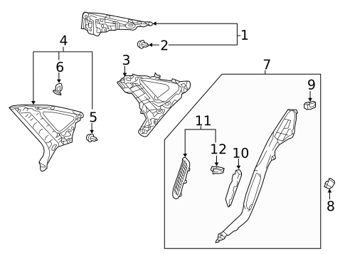 Interior Trim - Quarter Panels for 2019 Lexus LS500 #0