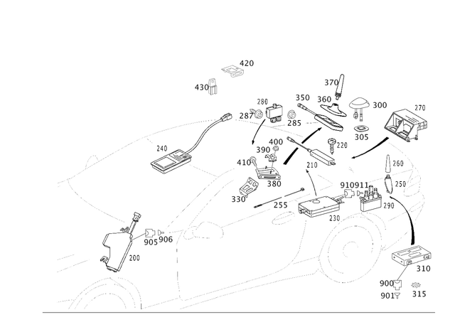 2305409507 - Electrical System: Wiring Harness for Mercedes-Benz: SL500, SL55 AMG, SL550, SL600, SL63 AMG, SL65 AMG Image image