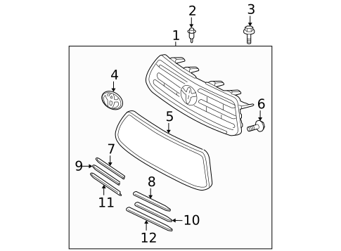 Grille & Components for 2009 Toyota Highlander #0