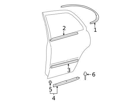 Exterior Trim - Rear Door for 2005 Lexus ES330 #0