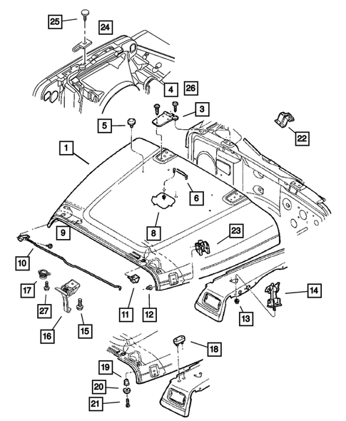 Hood and Hood Release for 2001 Jeep Wrangler #0