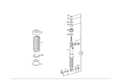 Rear Springs and Suspension Used with Self-Levelling Device for 1998 Mercedes-Benz C230 #0