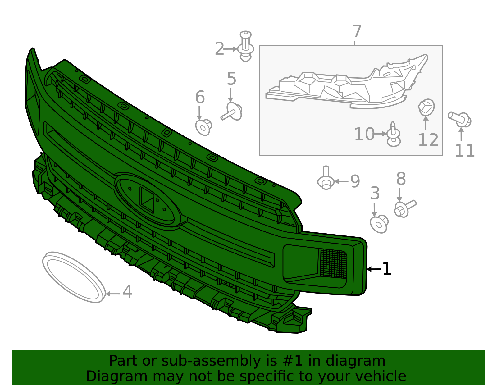 ③福子 JL3Z-8200-EB Grille jl3z8200eb | Fairway Ford OEM Parts