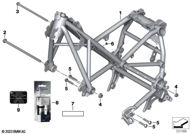 46519444973 - Frame and Mounting Parts: Front Frame with Vin - Light-white for BMW-Motorrad Image