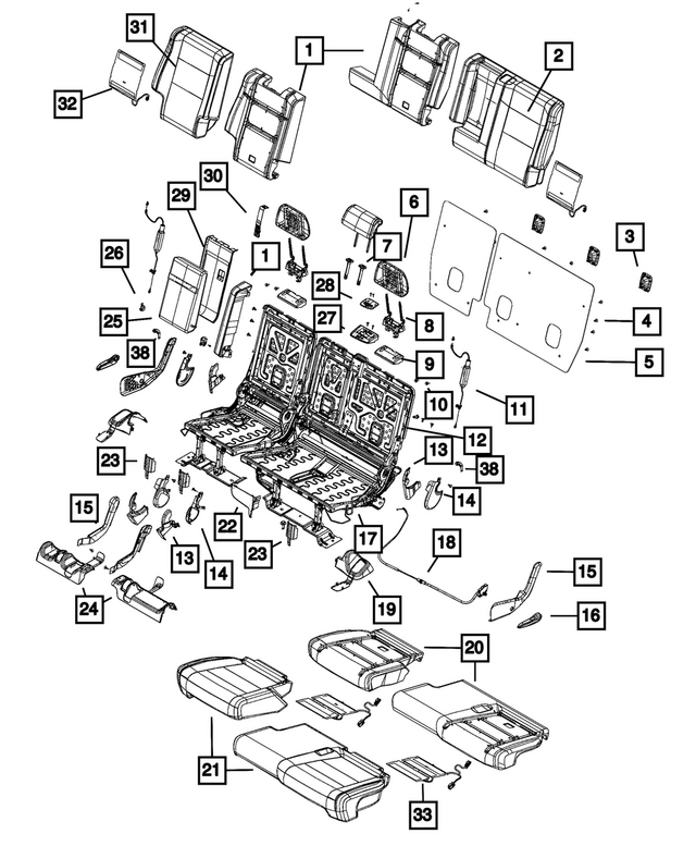 68086221AB - Interior Trim: Seat Back Foam, Left for Mopar Image
