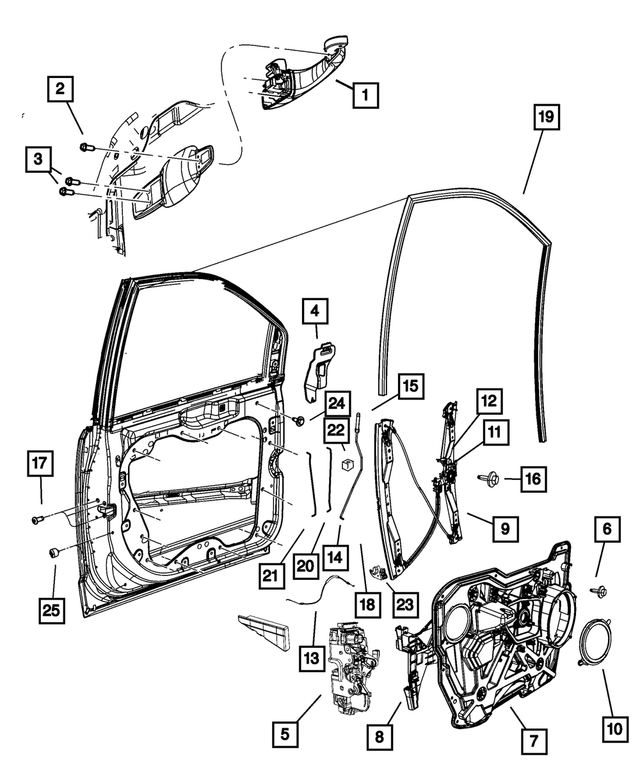 XU57EBDAD - Doors, Door Mirrors and Related Parts: Exterior Door Handle, Left for Mopar Image