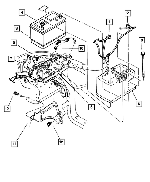 Battery Tray and Cables for 2002 Dodge Dakota #0