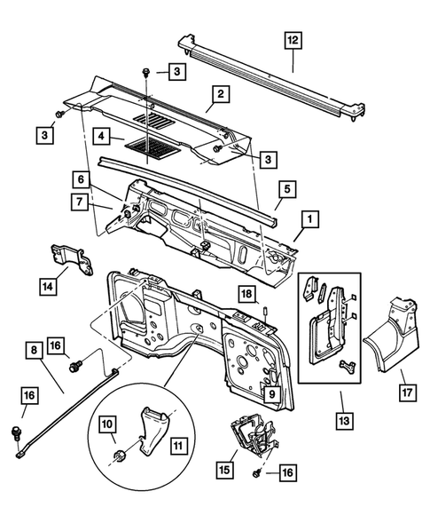 Cowl and Dash Panel for 2001 Jeep Wrangler #0