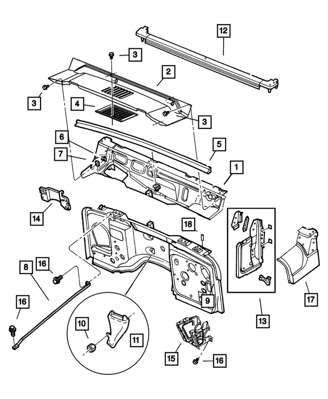 55176566AF - Body Sheet Metal Except Doors: Windshield To Cowl Weatherstrip for Mopar Image