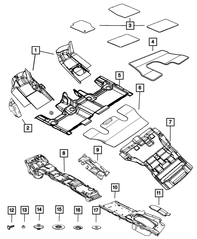 1WZ32DX9AB - Interior Trim: Mat Kit-Floor - Complete for Mopar Image