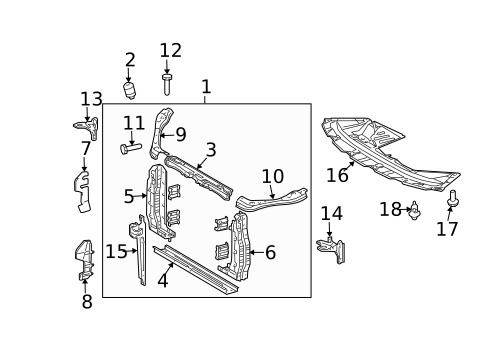 Radiator Support for 2007 Toyota Sienna #0