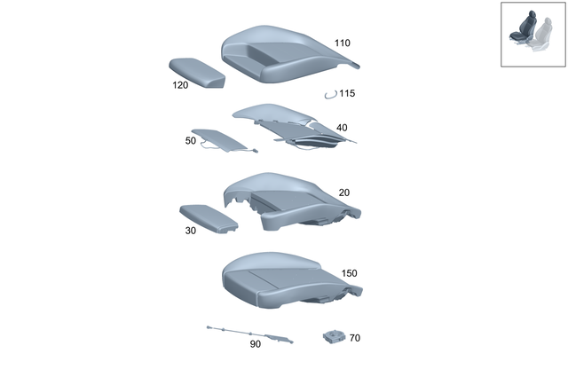 1779104006 - Front Seat: Padding, Frt. Seat Cush for Mercedes-Benz Image image