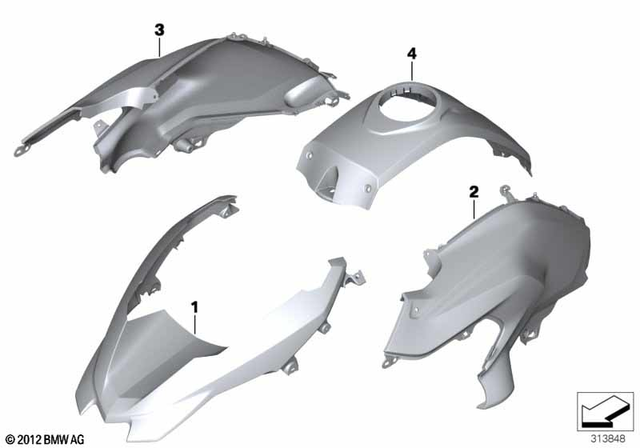 46638536972 - Body Equipment: Fairing Side Section, Right - Granite-grey for BMW-Motorrad Image