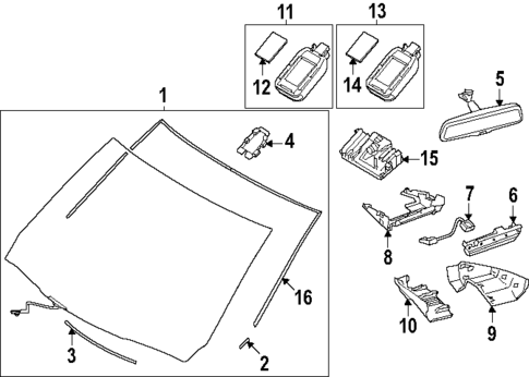 Windshield & Components for 2025 Mazda CX-90 #0