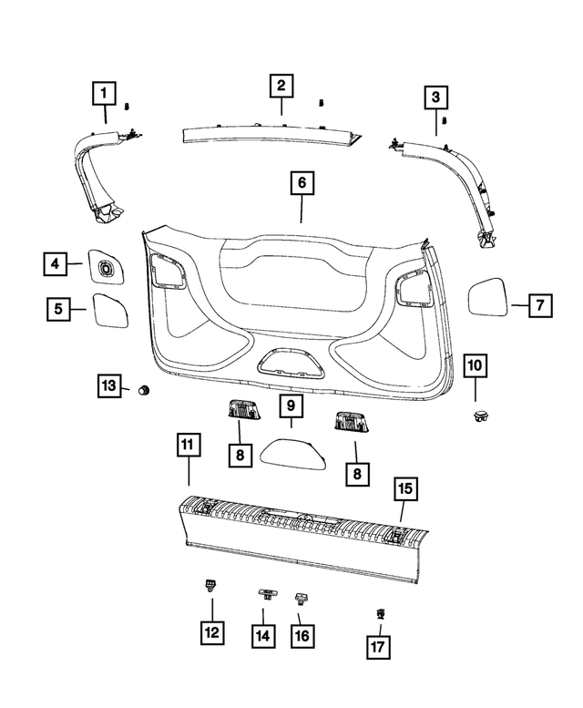 5RJ28PD2AE - Interior Trim: Liftgate Trim Upper Panel for Mopar Image image