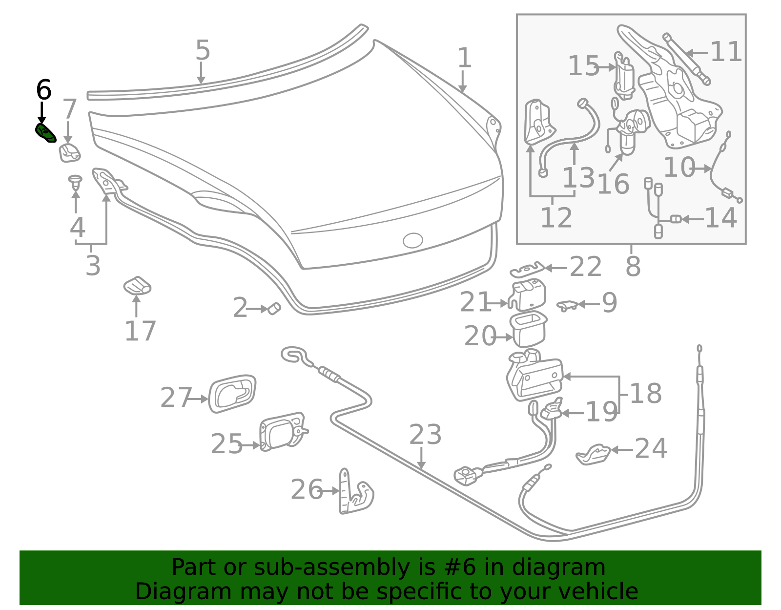 2002-2010 Lexus SC430 Deck Lid Stop Buffer 67282-24020 | OEM Parts Online
