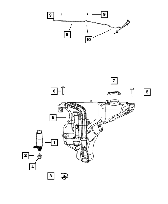 4806290AA - Wiper/Lock Cylinder and Keys: Washer Hose Clip for Chrysler: 300 | Dodge: Challenger, Charger, Magnum Image