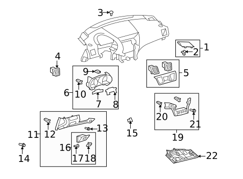 Instrument Panel Components for 2010 Toyota Highlander #3