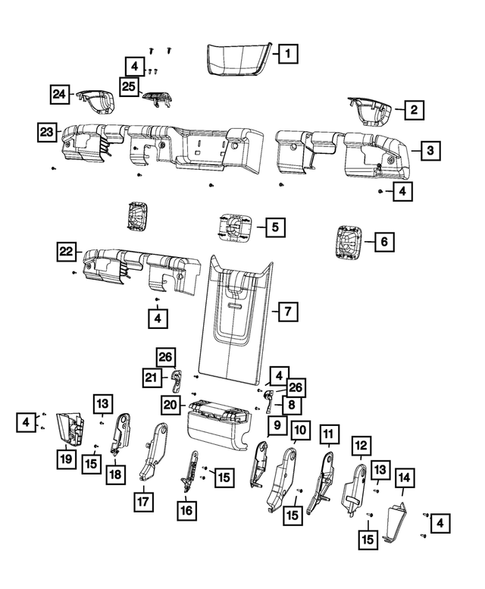 Rear Seats - Second Row Adjusters, Recliners, Shields and Risers for 2022 Jeep Wrangler #0
