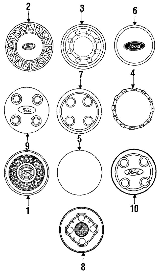 D9ZZ1130H - Suspension: Cap for Ford: Escort, EXP, Mustang, Tempo, Thunderbird | Mercury: Cougar, Lynx, Topaz Image