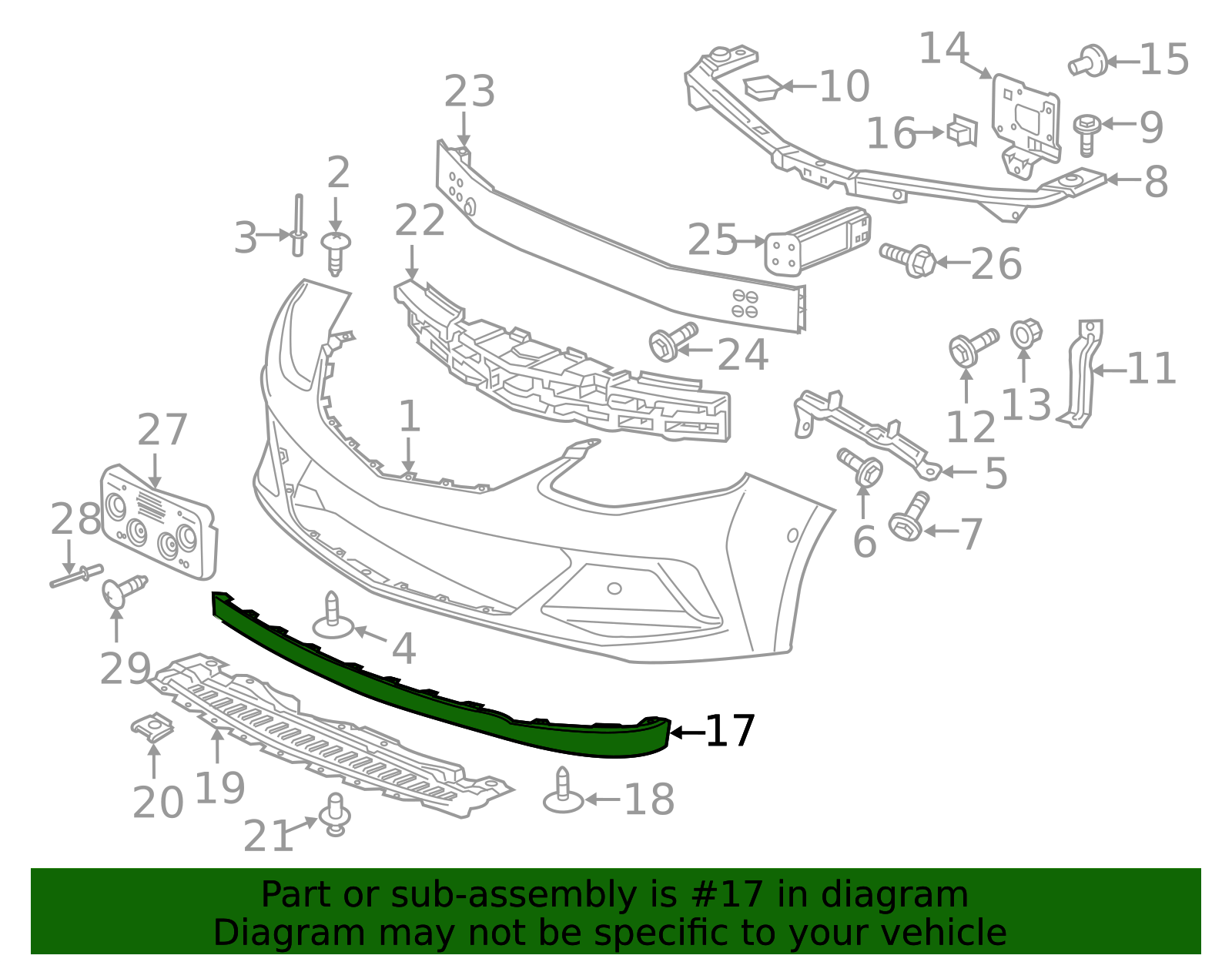 2016-2019 Chevrolet Volt Front Bumper Fascia Center Air Deflector ...