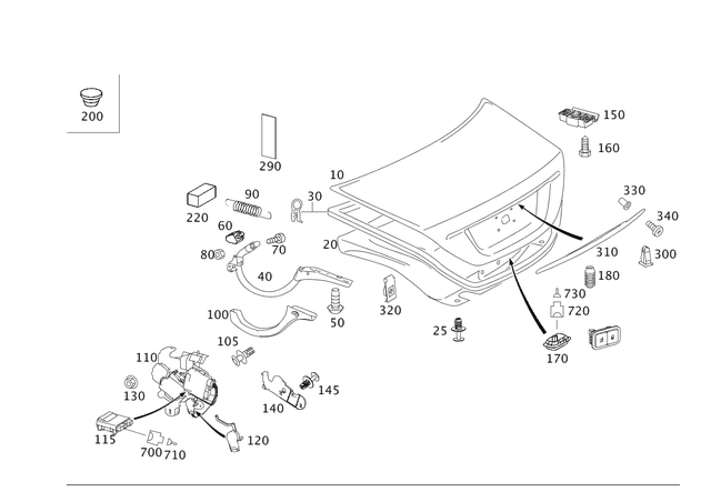 2196900641 - Trunk Lid: Trim for Mercedes-Benz: CLS500, CLS55 AMG, CLS550, CLS63 AMG Image image