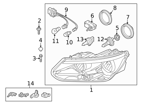Headlamp Components for 2015 Volkswagen Tiguan #0