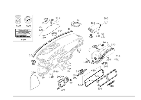 Instrument Panel and Gloves Compartment Box with Passenger Air Bag for 2016 Mercedes-Benz S550e #0