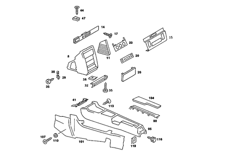 Housing Below Instrument Panel, and Housing with Tray for 1988 Mercedes-Benz 190 E #2
