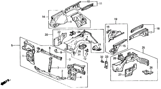 Front Bulkhead for 1990 Honda Civic #0