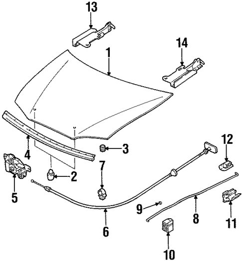 Hood & Components for 2001 Kia Sephia #0