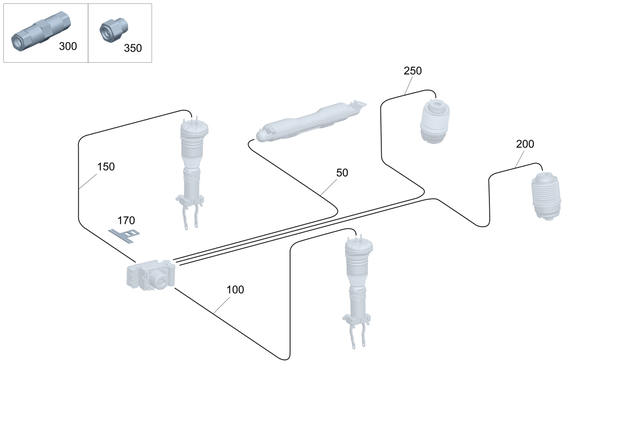 1673271900 - Springs, Suspension and Hydraulics: Compressed-Air Line for Mercedes-Benz: GLE350, GLE450, GLE450e, GLE53 AMG, GLE580, GLE63 AMG S, GLS450, GLS580, GLS63 AMG, Maybach GLS600 Image image