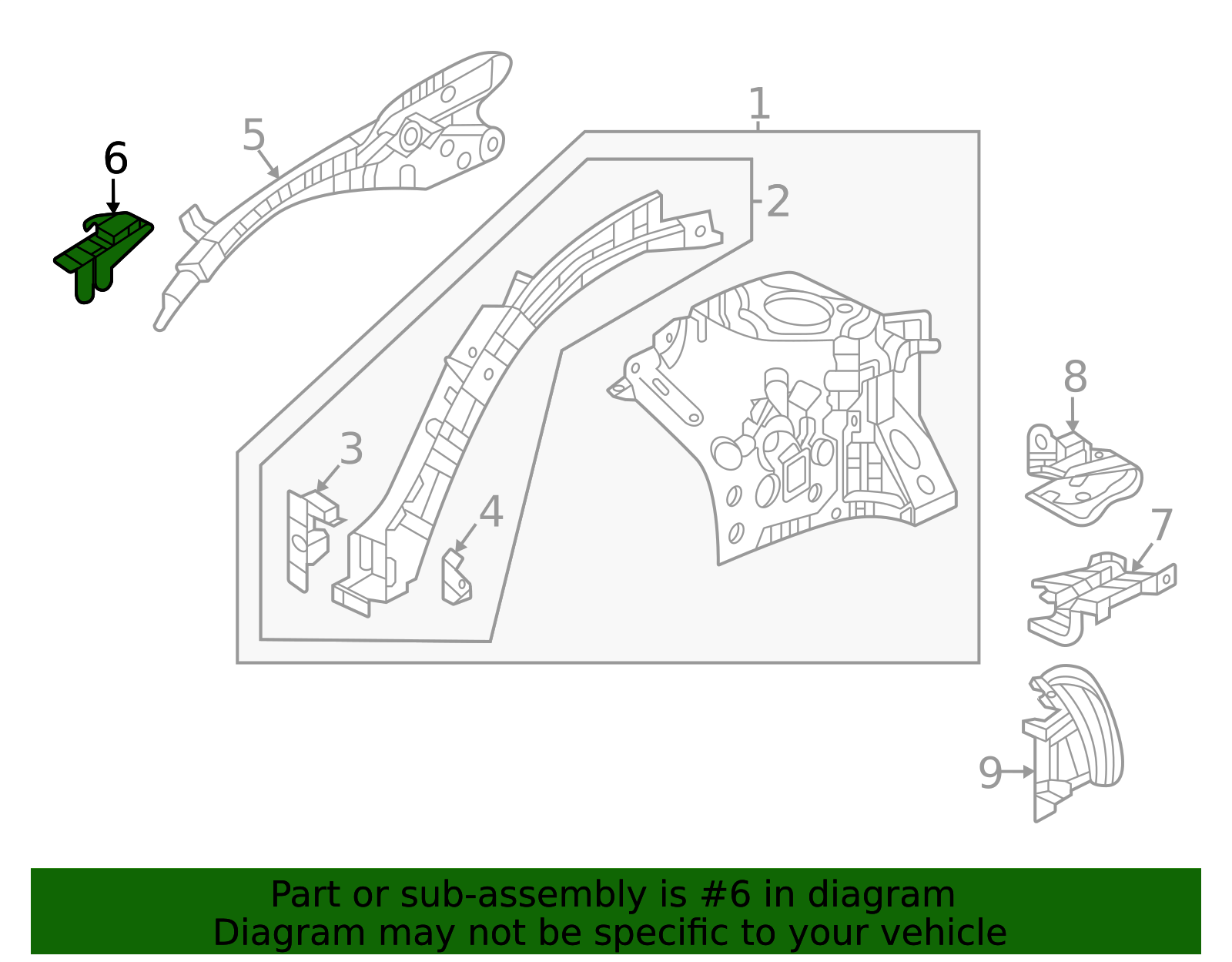 台台台　6060100 2022-2025 Honda Civic Fender Rail Bracket 60639-T20-A10ZZ | Honda