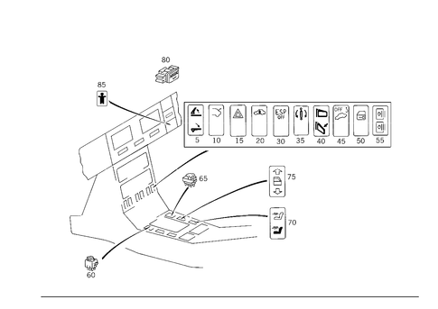 Switch in Instrument Panel and Center Console for 1993 Mercedes-Benz 600SL #1